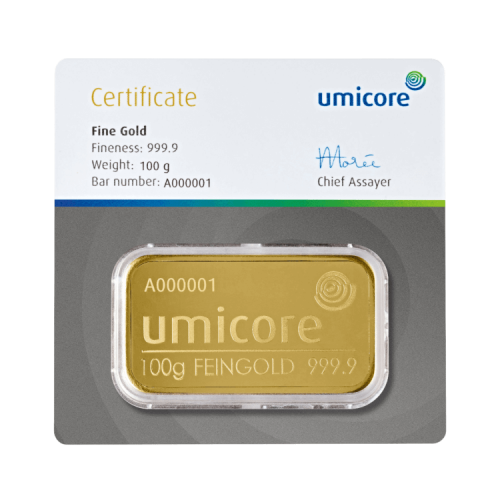 100 gram goudbaar Umicore