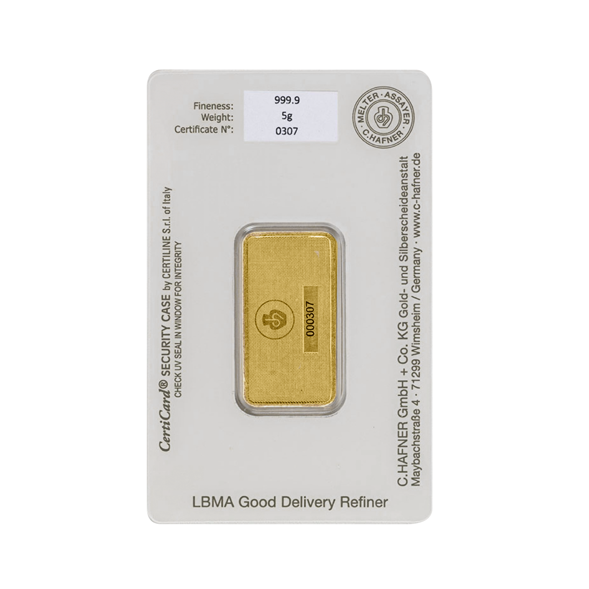 5 gram goudbaar C. Hafner