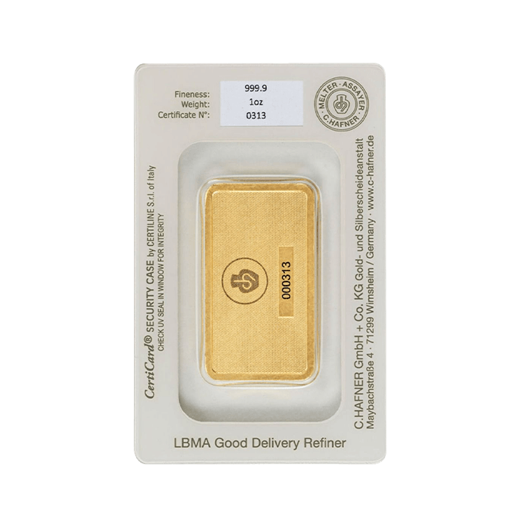 1 troy ounce goudbaar C. Hafner