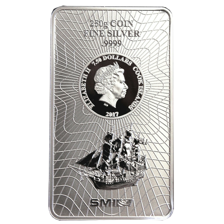 250 gram zilveren Cook Islands muntbaar (coinbar)