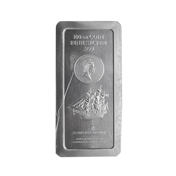 100 troy ounce zilveren Cook Islands muntbaar (coinbar)