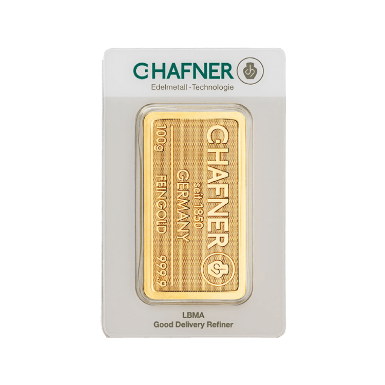 100 gram goudbaar C. Hafner