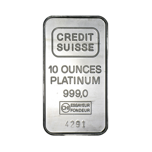 10 troy ounce Platina baar zonder btw, levering in douane entrepot