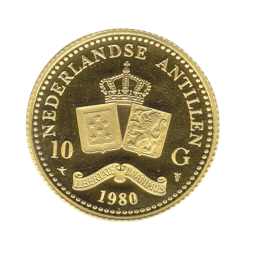 Gouden 10 gulden Nederlandse Antillen munt (1980-2005)