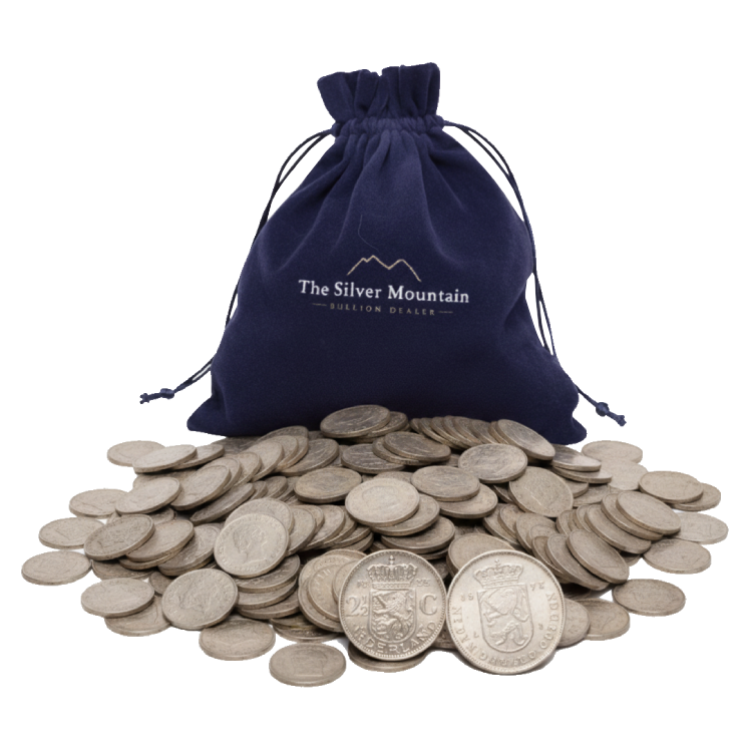 Vijf kilo zilver Nederlands muntgeld (brutogewicht 6,945 kg)