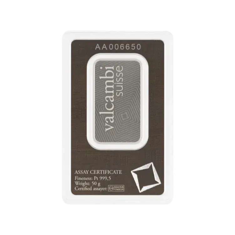 50 gram platinabaar diverse producenten