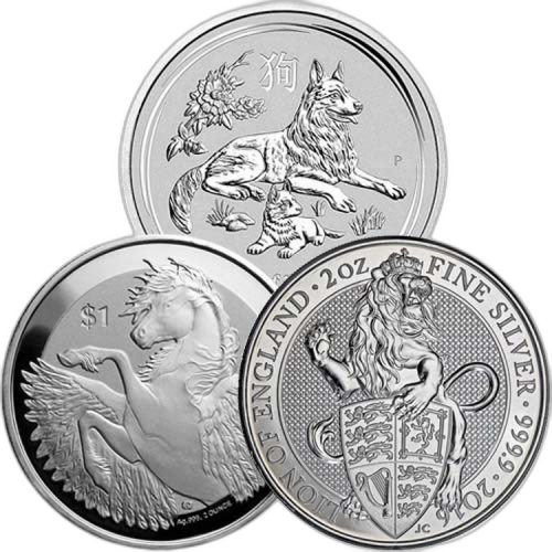 2 troy ounce zilveren munt diverse producenten